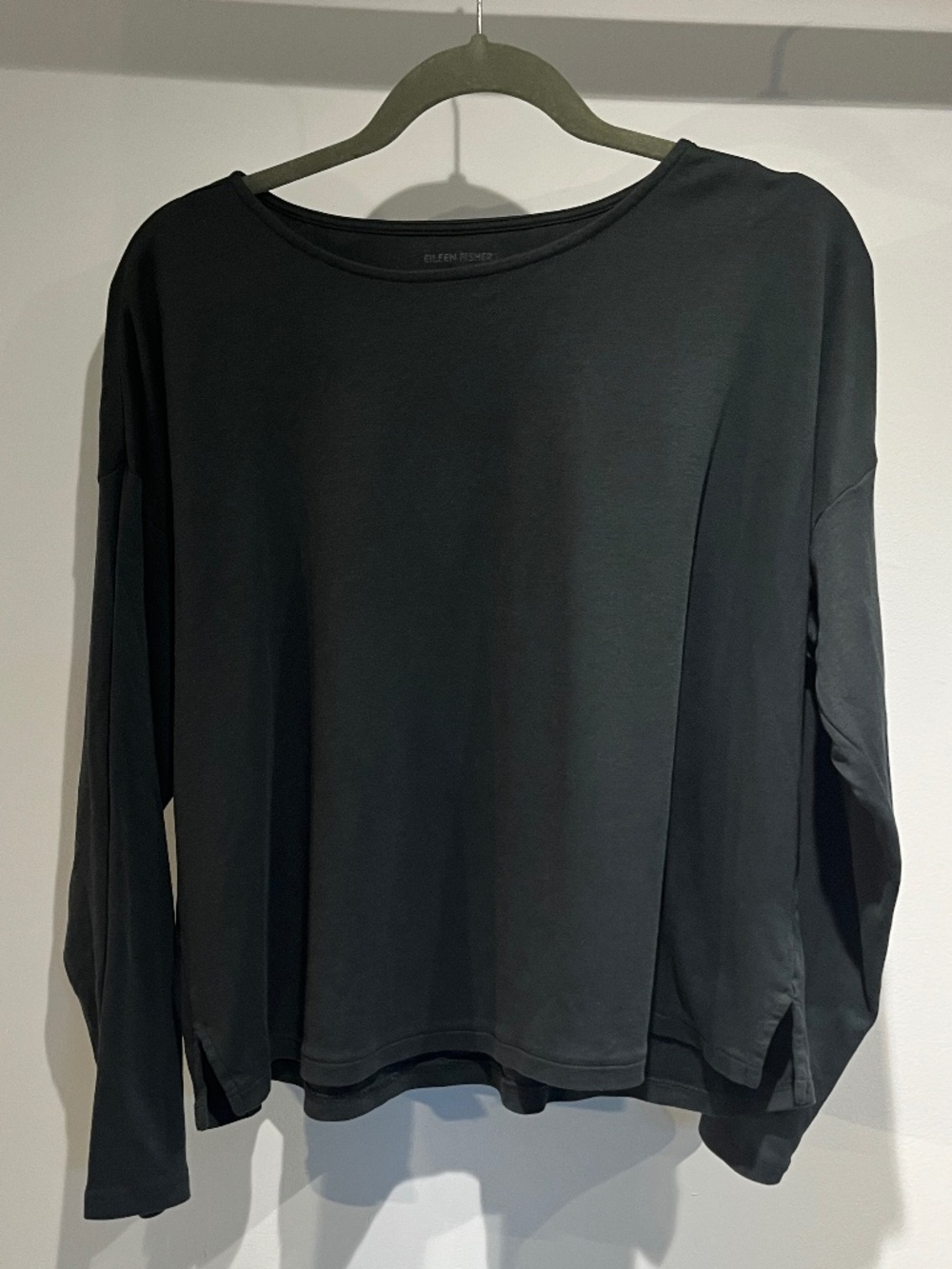 Eileen Fisher dark green shirt
